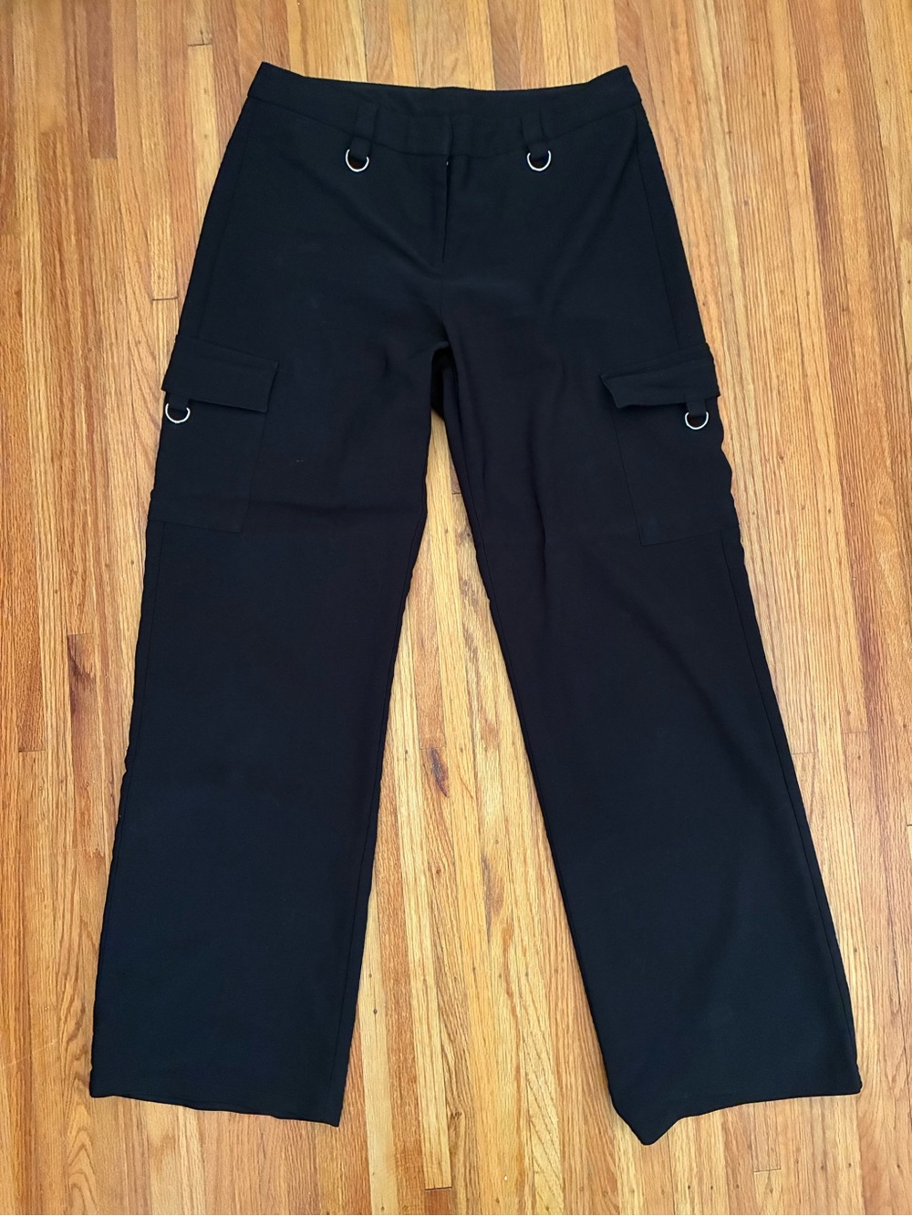 Women’s Black Cargo Pants with Ring Detail
